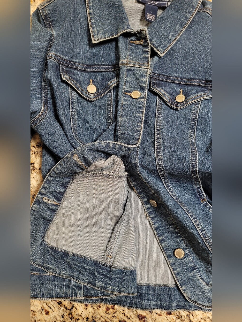 EUC | Charter Club Pocketed Dark Blue Wash Denim Jean Jacket - Picture 4 of 9
